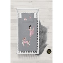 Talia Home Siyah Saçlı Balerin Kız Bebek Nevresim Takımı Çarşaflı TLABN-266