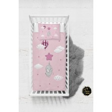 Talia Home Pembe Yıldız Tutan Fil Desenli Bebek Nevresim Takımı Çarşaflı TLABN-075