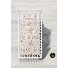 Talia Home Dekoratif Kızıldereli Desenli Bebek Nevresim Takımı Çarşaflı TLABN-045