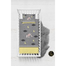 Talia Home Sarı Şerit Sevimli Fil Desenli Bebek Nevresim Takımı Çarşaflı TLABN-120