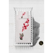 Talia Home Kalp ve Kedi Desenli Bebek Nevresim Takımı Çarşaflı TLABN-157