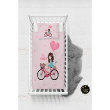 Talia Home Pembe Lovely Bisiklet Desenli Bebek Nevresim Takımı Çarşaflı TLABN-096