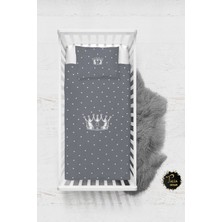 Talia Home Gri Taç Bebek Nevresim Takımı Çarşaflı TLABN-126