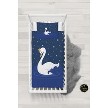 Talia Home Mavi Kuğu Desenli Bebek Nevresim Takımı Çarşaflı TLABN-223