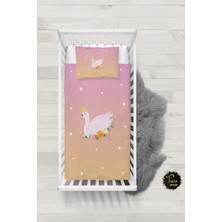 Talia Home Geçişli Kuğu Desenli Bebek Nevresim Takımı Çarşaflı TLABN-050