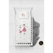 Talia Home Pembe Balerin Kız Desenli Bebek Nevresim Takımı Çarşaflı TLABN-106