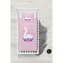 Talia Home Pembe Kuğu Desenli Bebek Nevresim Takımı Çarşaflı TLABN-224
