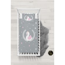 Talia Home Başak ve Kuğu Desenli Bebek Nevresim Takımı Çarşaflı TLABN-237