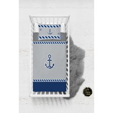 Talia Home Denizci Desen Bebek Nevresim Takımı Çarşaflı TLABN-088