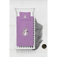 Talia Home Mor Unicorn Desenli Bebek Nevresim Takımı Çarşaflı TLABN-054