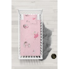 Talia Home Pembe Kız Desenli Bebek Nevresim Takımı Çarşaflı TLABN-297