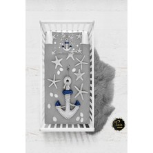 Talia Home Gri Denizyıldızı Çapa Desen Bebek Nevresim Takımı Çarşaflı TLABN-090