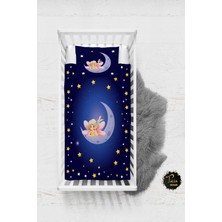 Talia Home Lacivert Peri Desenli Bebek Nevresim Takımı Çarşaflı TLABN-160