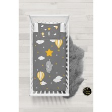 Talia Home Gri Balon Tutan Fil Desenli Bebek Nevresim Takımı Çarşaflı TLABN-298