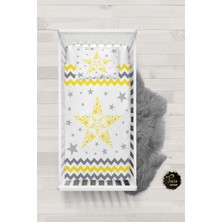 Talia Home Sarı Yıldız Desenli Bebek Nevresim Takımı Çarşaflı TLABN-215