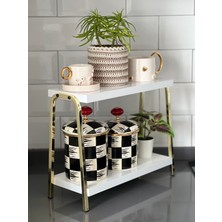 Guhef Mutfak Raf Gold Beyaz Tezgah Üstü Raf Kahve Köşesi Raf Banyo Raf Baharatlık