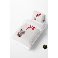 Talia Home Kalp ve Kedi Desenli Bebek ve Çocuk Nevresim Takımı TLAN-157