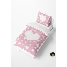 Talia Home Pembe Kalp ve Yıldızlar Bebek ve Çocuk Nevresim Takımı TLAN-118