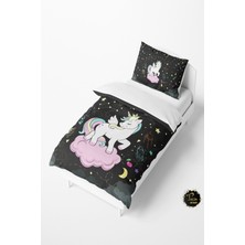 Talia Home Siyah Unicorn Desenli Bebek ve Çocuk Nevresim Takımı TLAN-077