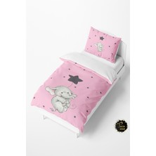 Talia Home Pembe Yıldızlı Fil Desenli Bebek ve Çocuk Nevresim Takımı TLAN-178