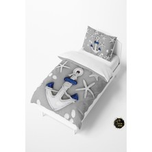 Talia Home Gri Denizyıldızı Çapa Desen Bebek ve Çocuk Nevresim Takımı TLAN-090