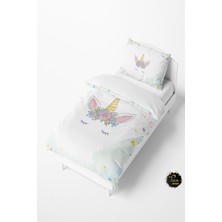 Talia Home Beyaz Unicorn Desenli Bebek ve Çocuk Nevresim Takımı TLAN-076