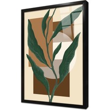 Tablosan Geometrik Desenler Ve Bitki Çerçeveli Cam Tablo