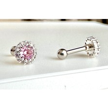 By Dilek Çetin Accessory Cerrahi Çelik Ortası Pembe Taşlı Kıkırdak Helix Targus 1 Adet Piercing