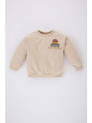 DeFacto Erkek Bebek Baskılı Bisiklet Yaka İçi Yumuşak Tüylü Sweatshirt C2473A524SP