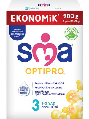 Sma Optipro 3 Probiyotik Biberon Maması 900 gr 1-3 Yaş İçin Geliştirilmiş Formül