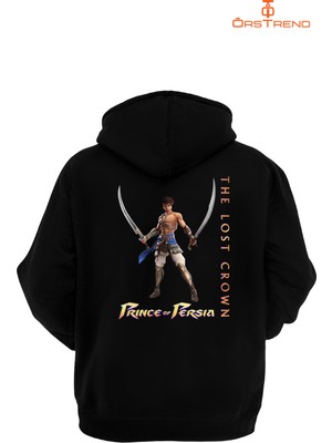 Ors Trend Prince Of Persia The Lost Crown Baskılı 3 Iplik Unisex Siyah Kapişonlu Sweatshirt