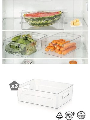 Lirazon 3 Adet Akrilik Buzdolabı Içi Düzenleyici – Dolap Içi Raf Organizer - Darbeye Dayanıklı Küçük Boy