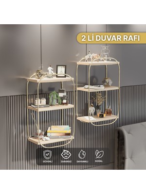 Bino Duvar Raf 2li Set Duvar Rafı Oval Raf Yatak Odası Komodin 2li Berjer Set Ayaksız Duvar Raf