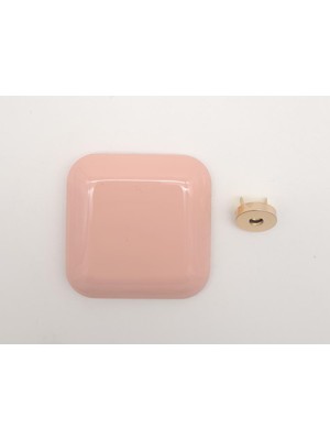 Angel Çanta Aksesuar 7 cm Kare Akrilikli Pudra Renk Light Gold Mıknatıslı Kilit