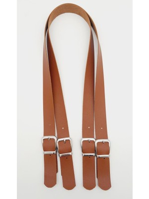 Angel Çanta Aksesuar Tokalı Model Suni Deri Taba Renk Çift Çanta Sapı Gümüş Metal