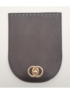 Angel Çanta Aksesuar 17X22 cm Suni Deri Koyu Kahverengi Kapak Light Gold Metalli