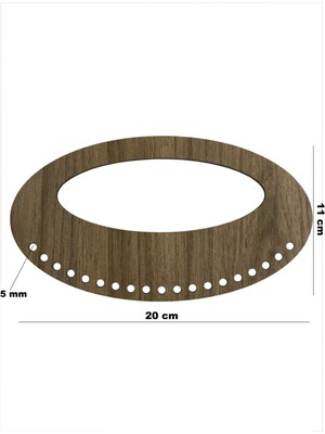 Ala Depo Ahşap Elips Çanta Sapı Kayın Mdf 3mm 20X11CM Çanta Kulp