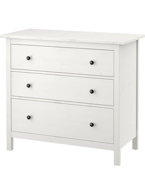 IKEA 3 Çekmeceli Şifonyer Hemnes Meridyendukkan Beyaz Vernik, 108X96 cm Masif Ahşap