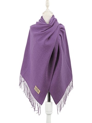 Bursa İpek Mor Çift Taraflı Kışlık Şal