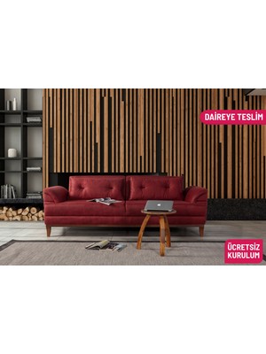 Perla Sofa Madrid Üçlü Yataklı Koltuk Bora Bordo