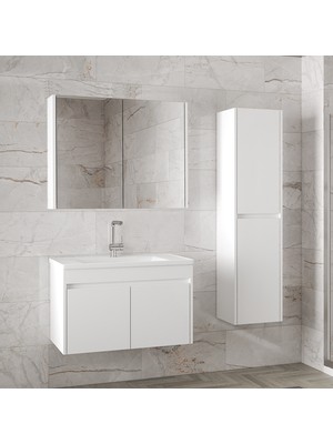 Alfa Banyo Estella-Ea Beyaz (65+35) 100 cm Mdf-Lavabolu Banyo Dolabı Takımı**demonte Değil**