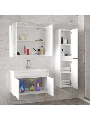 Alfa Banyo Estella-Ea Beyaz (65+35) 100 cm Mdf-Lavabolu Banyo Dolabı Takımı**demonte Değil**