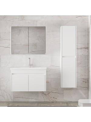 Alfa Banyo Estella-Ea Beyaz (65+35) 100 cm Mdf-Lavabolu Banyo Dolabı Takımı**demonte Değil**