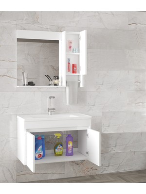 Alfa Banyo Estella-Oa Beyaz 80 cm Mdf-Aynalı-Lavabolu Banyo Dolabı Takımı***demonte Değil***