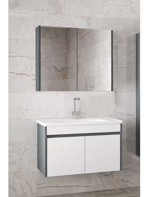 Alfa Banyo Estella Ea-65 cm Mdf-Ayna Dolaplı, Lavabolu Banyo Dolabı Takımı**demonte Değil**