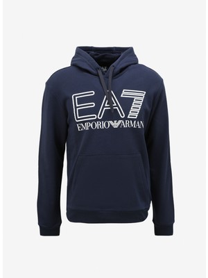 Ea7 Kapüşon Yaka Koyu Lacivert Erkek Sweatshirt 6RPM09PJSHZ1554