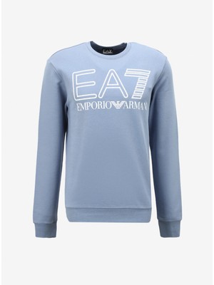 Ea7 Kapüşon Yaka Açık Mavi Erkek Sweatshirt 6RPM08PJSHZ1531