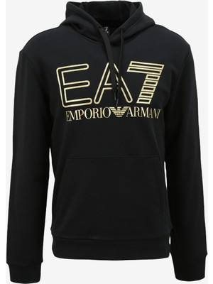 Ea7 Kapüşon Yaka Siyah Erkek Sweatshirt 6RPM09PJSHZ0208