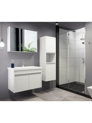 Alfa Banyo Luiza (80 35) 115 cm Mdf-Boy Dolaplı Seramik Lavabolu Banyo Dolabı Takımı**demonte Değil**