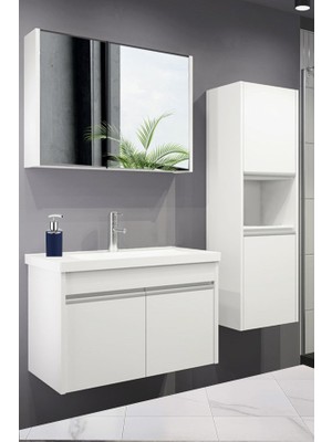 Alfa Banyo Luiza (80 35) 115 cm Mdf-Boy Dolaplı Seramik Lavabolu Banyo Dolabı Takımı**demonte Değil**